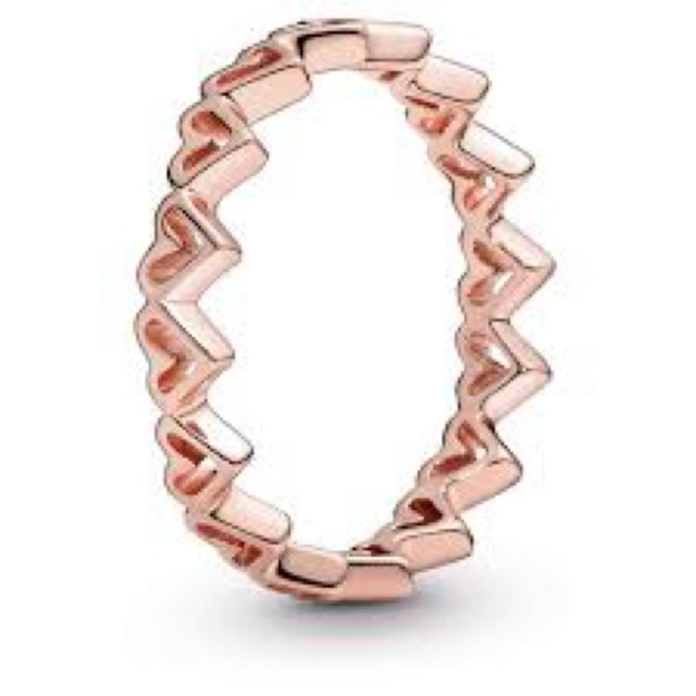 Pandora Rose Gold Freehand Hearts Ring Size 58 / US 8.5